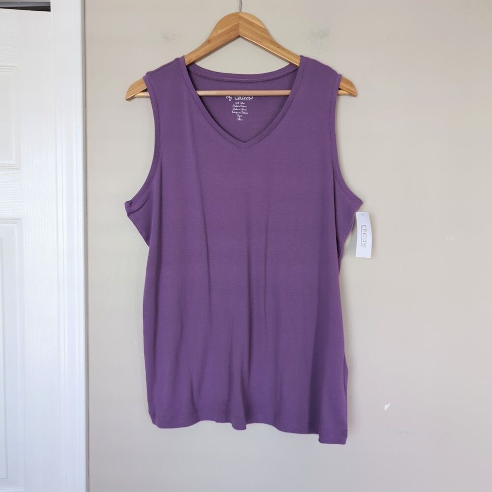 Chico's NWT Raychel Tank Grape Purple 100% Cotton Basic Layering 3/XL/16